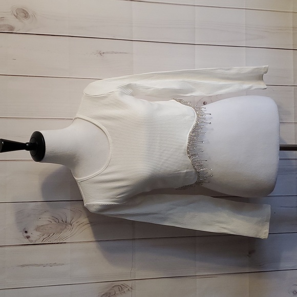 NWTS BLUE B. CRYSTAL DRIP RIBBED CROP TOP | MEDIUM - Picture 4 of 16